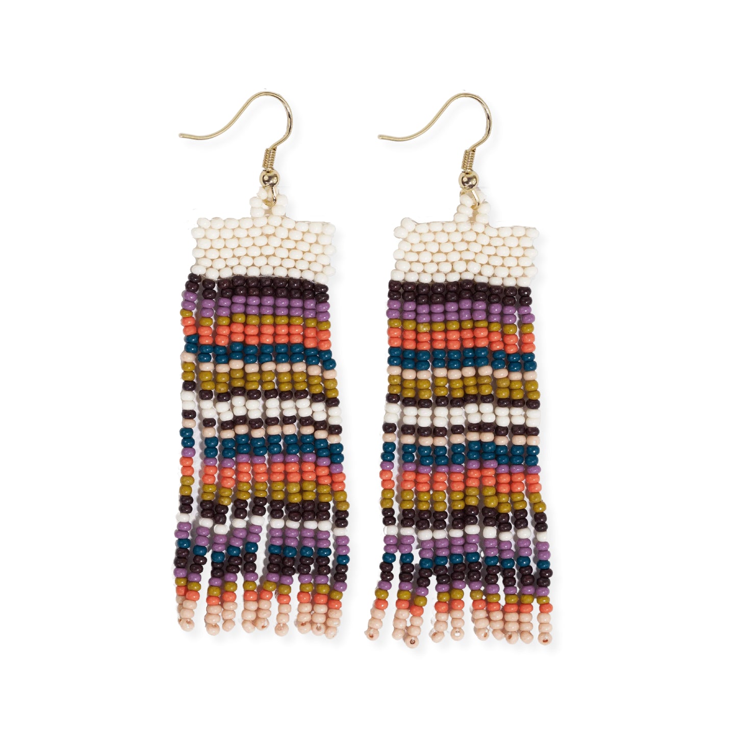 Adaline Horizontal Stripes Beaded Fringe Earrings by Ink+Alloy in Amsterdam