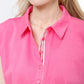 Cap Sleeve Button Front Polo by InCashmere in Flamingo