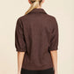Faux Suede Johnny Collar Top by Dolce Cabo in Brown