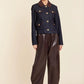 Faux Leather Barrel Leg Pant by Dolce Cabo in Eggplant
