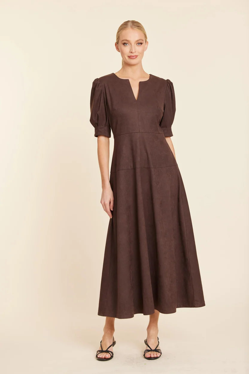 Faux Suede Maxi Dress by Dolce Cabo in Brown