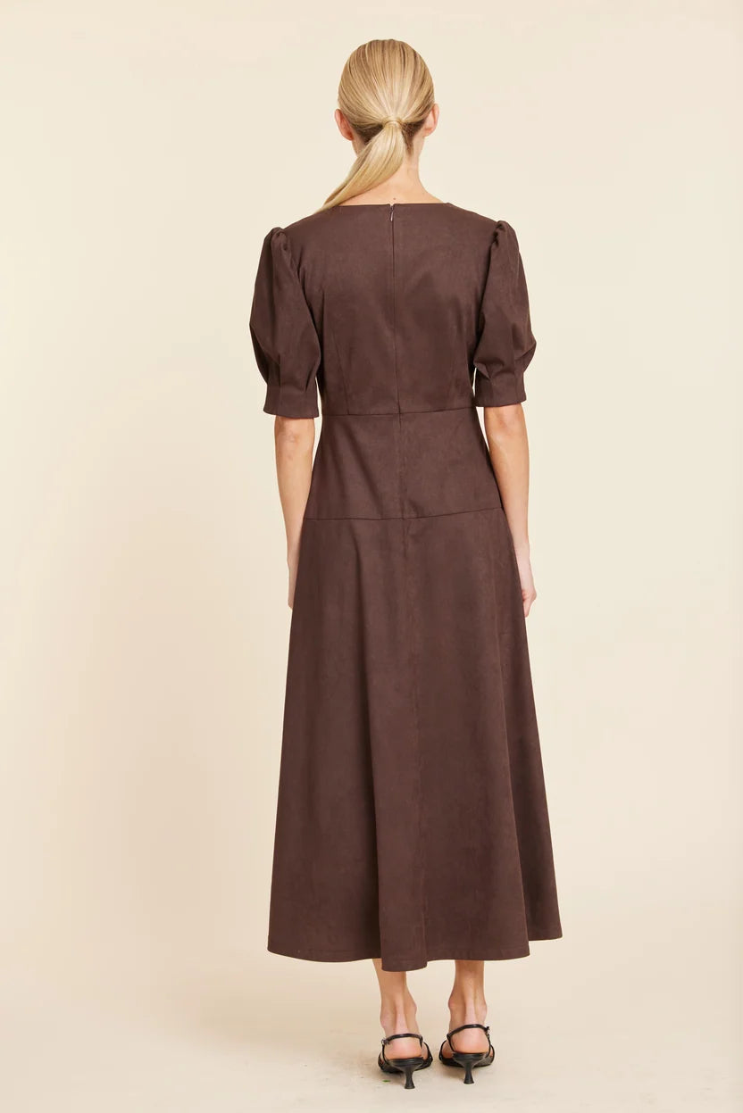 Faux Suede Maxi Dress by Dolce Cabo in Brown