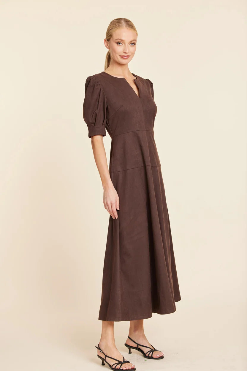 Faux Suede Maxi Dress by Dolce Cabo in Brown