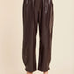 Faux Leather Barrel Leg Pant by Dolce Cabo in Eggplant