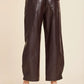 Faux Leather Barrel Leg Pant by Dolce Cabo in Eggplant