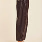 Faux Leather Barrel Leg Pant by Dolce Cabo in Eggplant