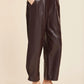 Faux Leather Barrel Leg Pant by Dolce Cabo in Eggplant