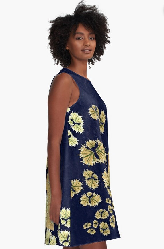 Golden Cahaba Lilies Dress by Tre Lilli in Midnight