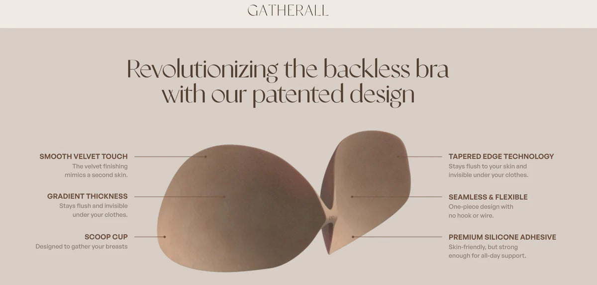 Backless Strapless Bra by Gatherall in Latte