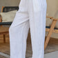 Wide Leg Pleated Linen Pants by Milio Milano in White