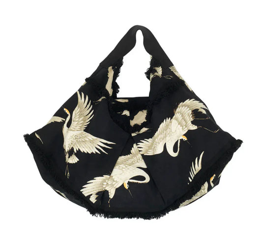 Stork Black Slouch Bag by One Hundred Stars