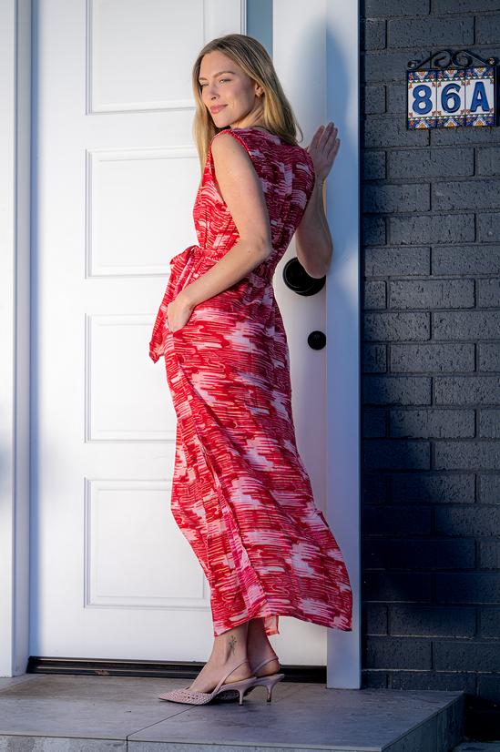 Sash Dress by Cienna in Flame