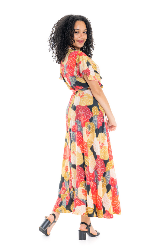 Cosmos Short Sleeve Wrap Dress by Cienna