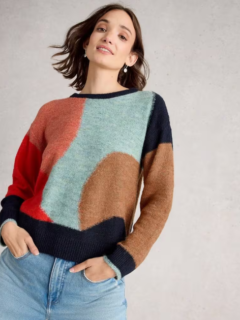 Freya Abstract Jumper by White Stuff in Navy