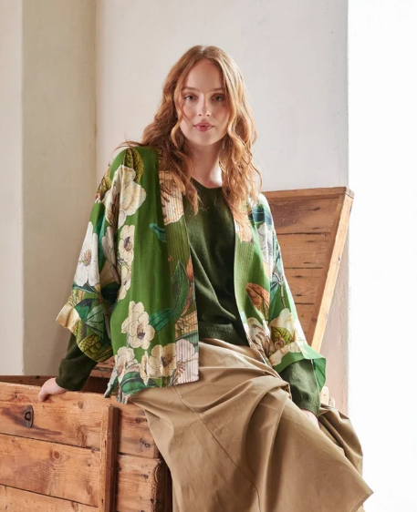 Kimono by One Hundred Stars in Rhodoleia Green
