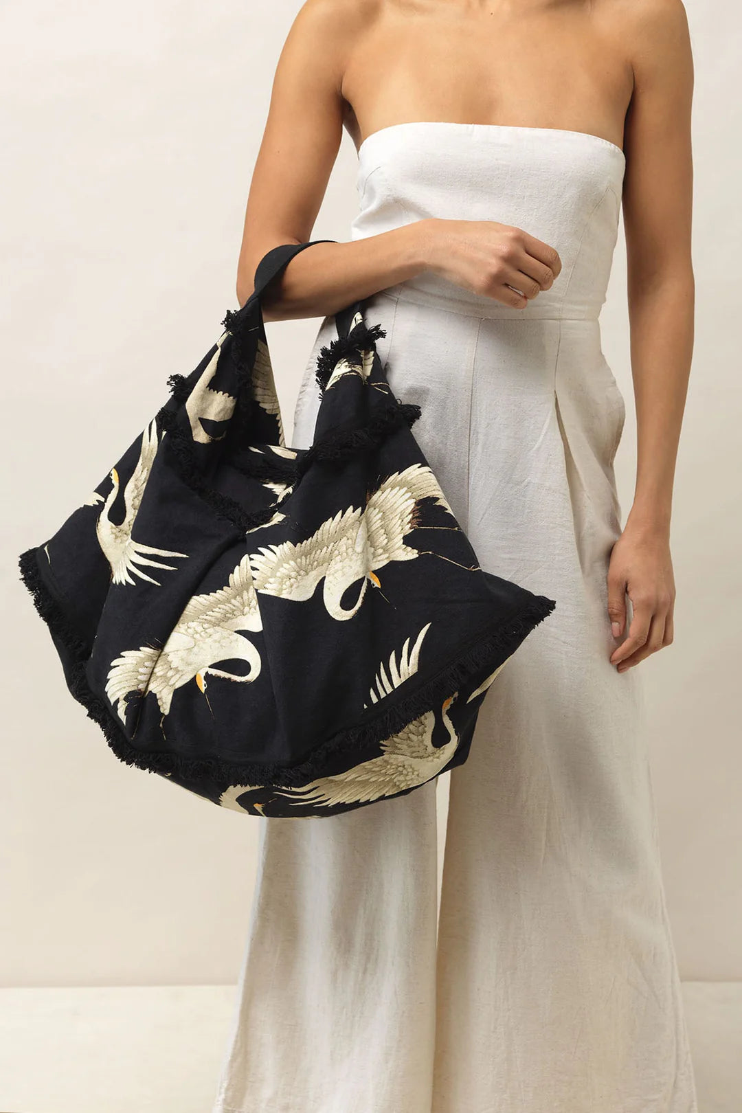 Stork Black Slouch Bag by One Hundred Stars