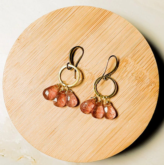 Strawberry Quartz Circle Earring by Santore Jewelry
