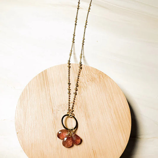 Strawberry Quartz Circle Necklace by Santore Jewelry