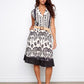 Printed Linen Cap Sleeve Dress with Straw Belt by Charlie B in Oasis