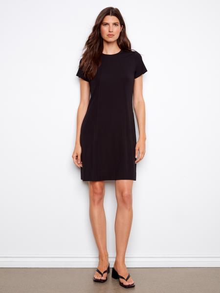 Interlock Knit Knee Length Dress by Charlie B in Black