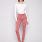 Cuffed Hem Slim 5 Pocket Colored Twill Pants by Charlie B in Primrose