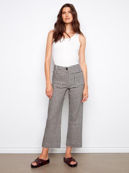 Gingham Wide Leg Pant with Patch Pockets by Charlie B in Vichy