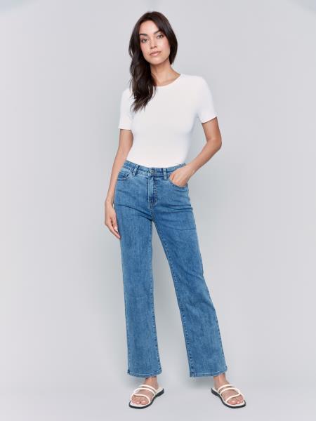 Charlotte Straight Leg Jeans by Charlie B in Blue Moyen