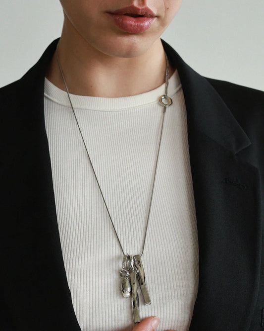Fluctus Necklace by Anne-Marie Chagnon in Argente Silvery