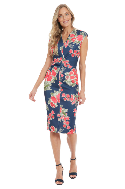 Floral Dress by Maggy London in Navy/Berry