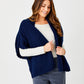 Teagan Short Sleeve Textured Front Knit Cardigan by Suzy D London in Midnight Blue
