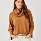 Tery Rib Neck Knit Sweater w/Snood by Suzy D London in Camel