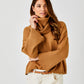 Tery Rib Neck Knit Sweater w/Snood by Suzy D London in Camel
