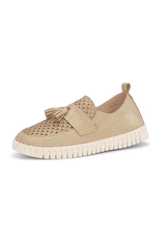Tassel Loafer by Ilse Jacobsen in Platin w/Camel Sole