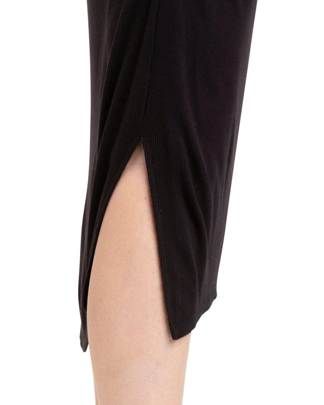 Addie Ruched Feather Rib Skirt by Threads 4 Thought in Black