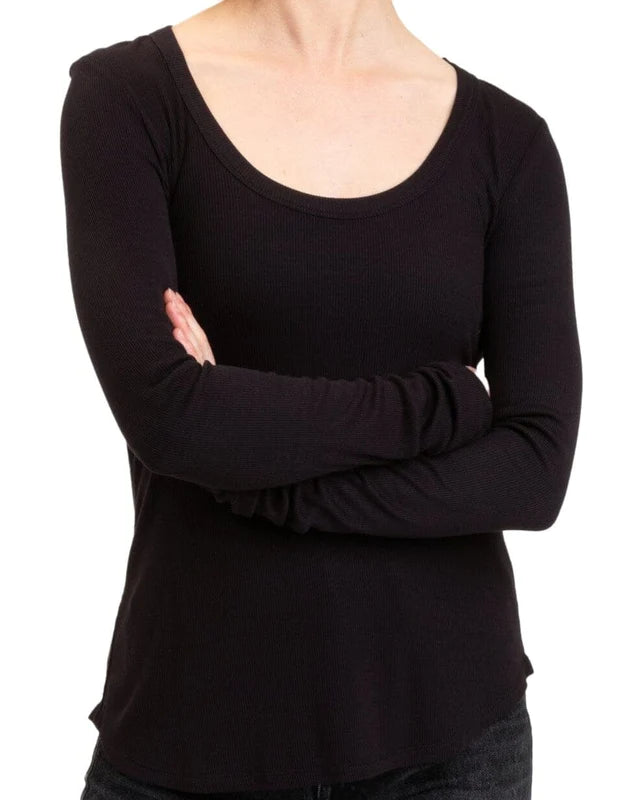 Tessa Feather Rib Long Sleeve by Threads 4 Thought in Black