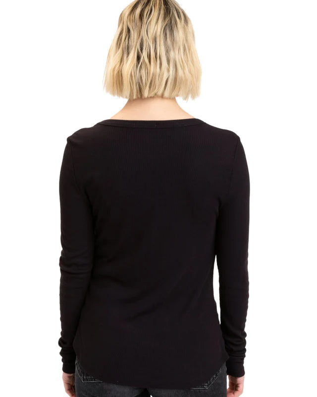 Tessa Feather Rib Long Sleeve by Threads 4 Thought in Black