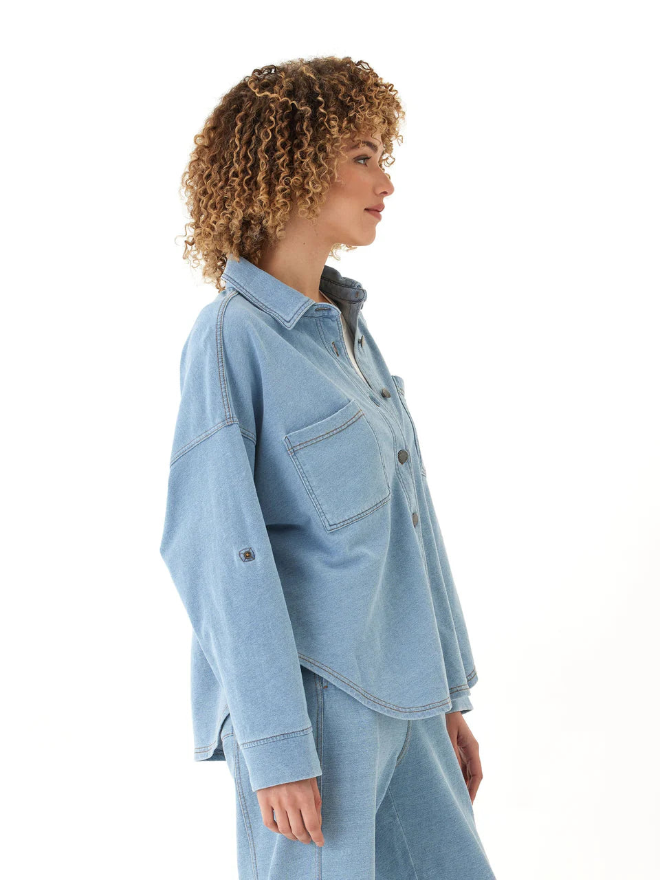 Blaire Button Down Top by Threads 4 Thought in Light Wash