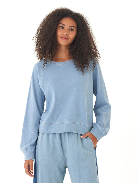 Mabel Denim Terry Raglan Pullover by Threads 4 Thought in Light Wash