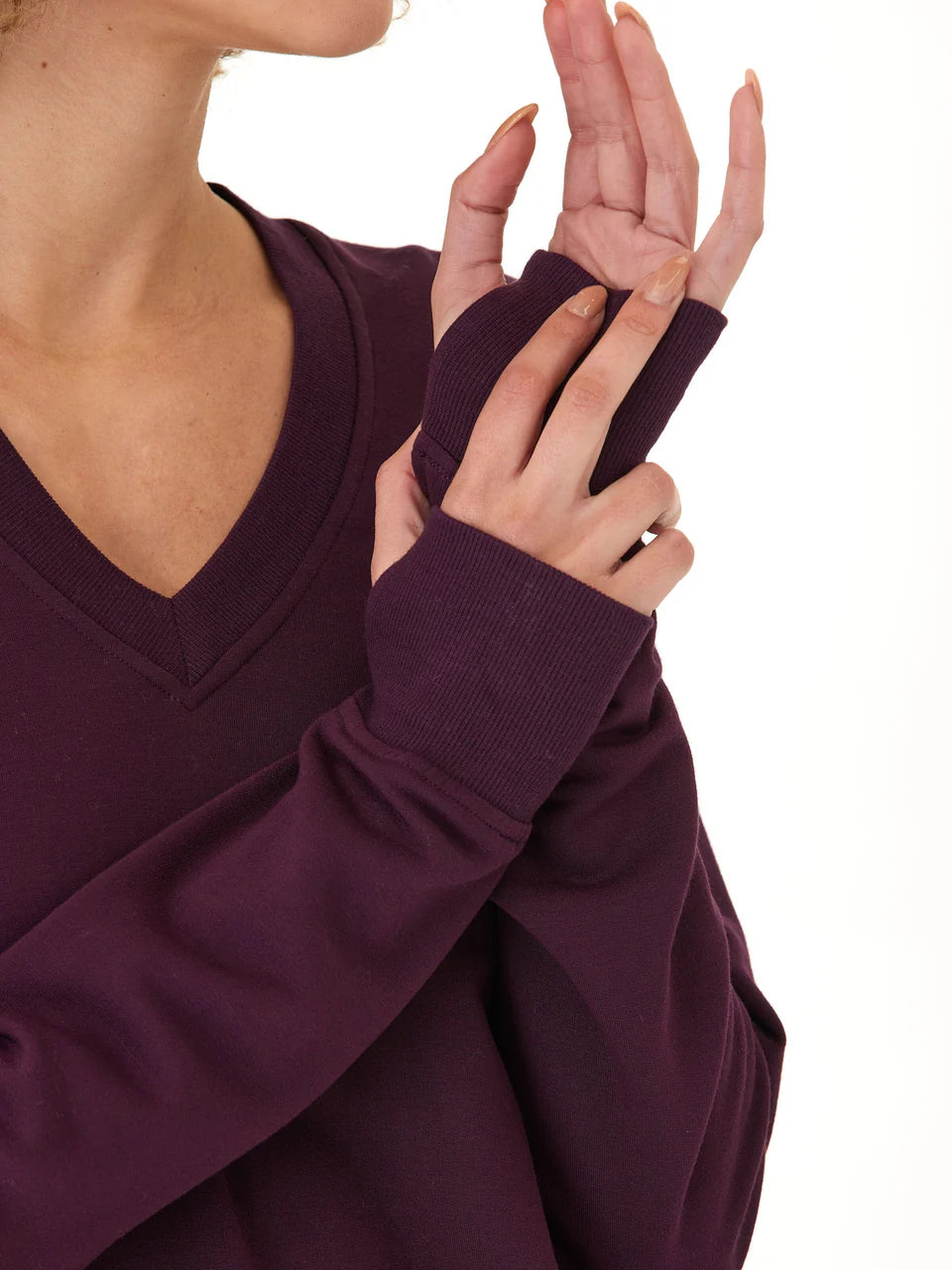Edwina V-Neck Top by Threads 4 Thought in Ultra Maroon