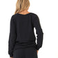 Priscilla Feather Fleece Satin Trim Pullover by Threads 4 Thought in Black