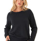 Priscilla Feather Fleece Satin Trim Pullover by Threads 4 Thought in Black