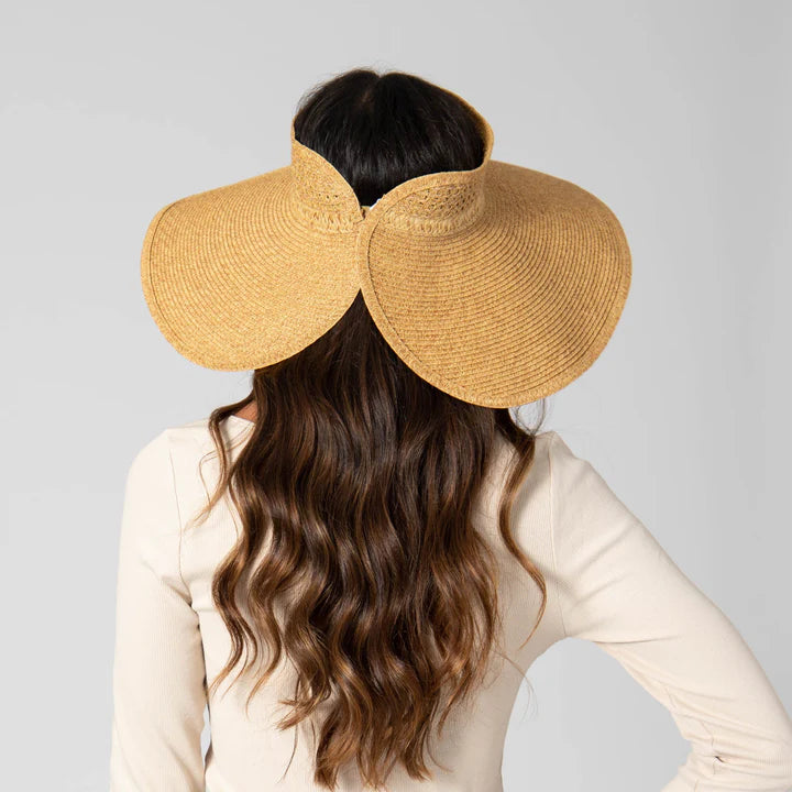 Everyday Full Coverage Wide Brim Roll Up Visor by San Diego Hat Co. in Toast