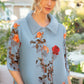 Elizabeth Rose Garden Crystal Pleats Shirt by Wild Cosmos in French Blue Mix