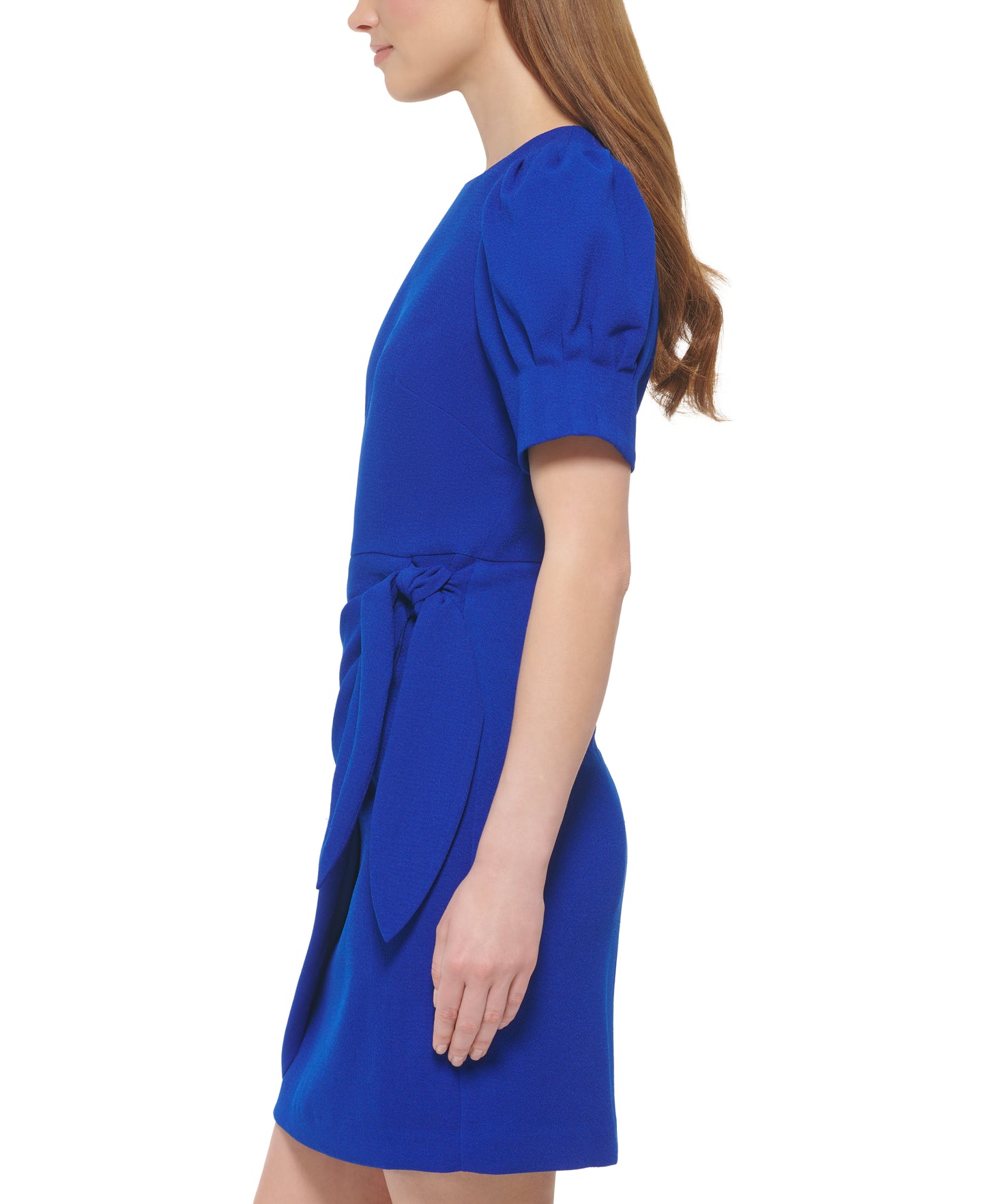 Crepe Novelty Sleeve Wrap Tie Dress by Vince Camuto in Coblat