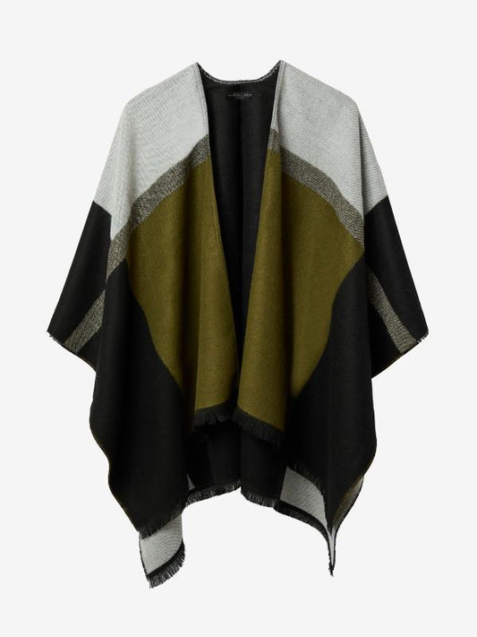 Villandry Open Poncho by Maison Lurex in Black and Camel