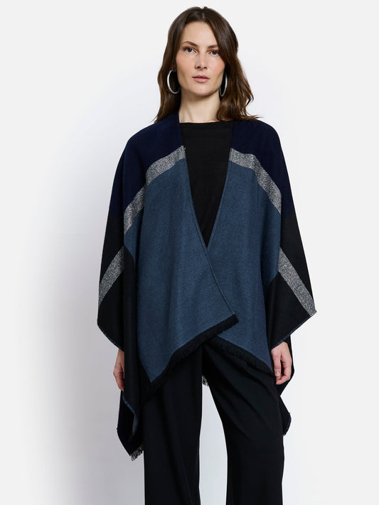 Villandry Open Poncho by Maison Lurex in Navy/Black