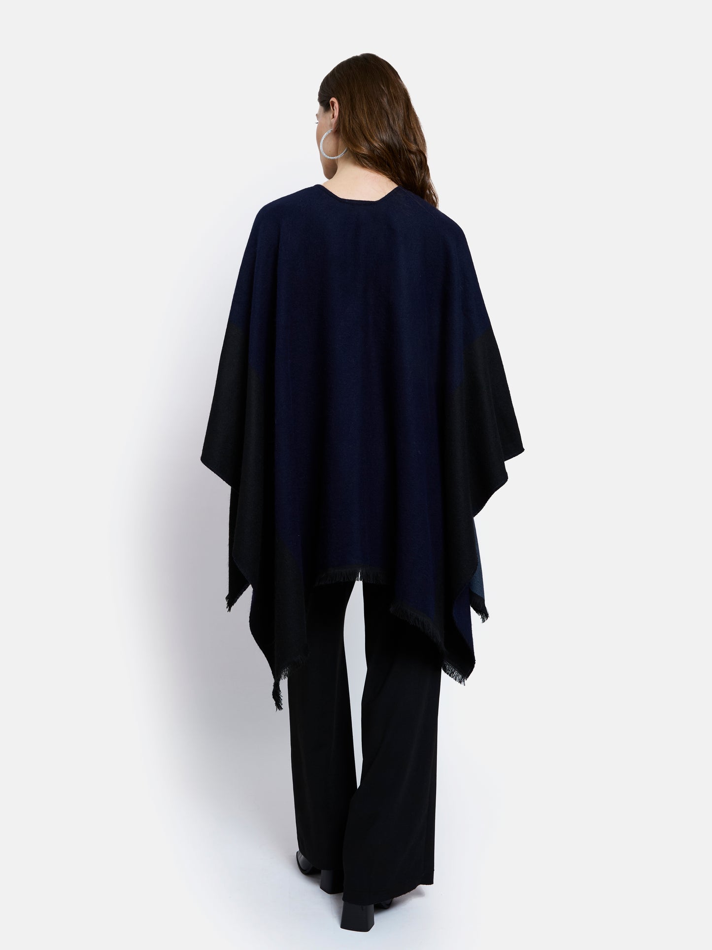 Villandry Open Poncho by Maison Lurex in Navy/Black
