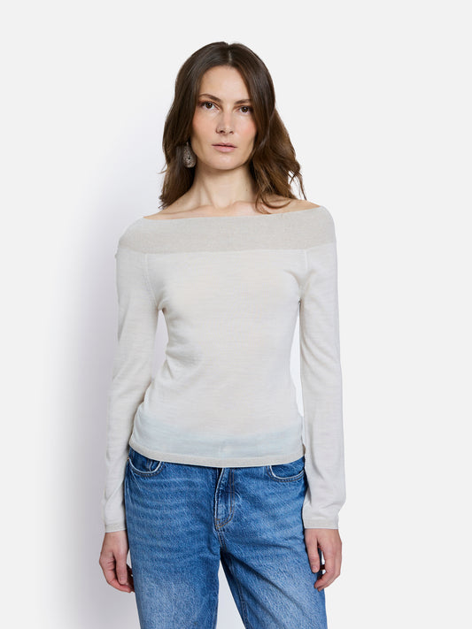 Vivienne Off-Shoulder Long Sleeves Top by Maison Lurex in Ecru