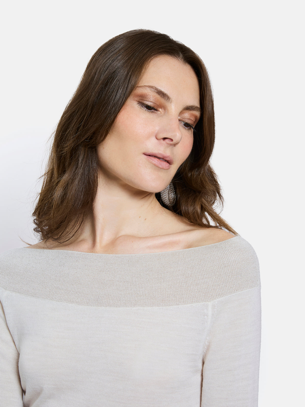 Vivienne Off-Shoulder Long Sleeves Top by Maison Lurex in Ecru