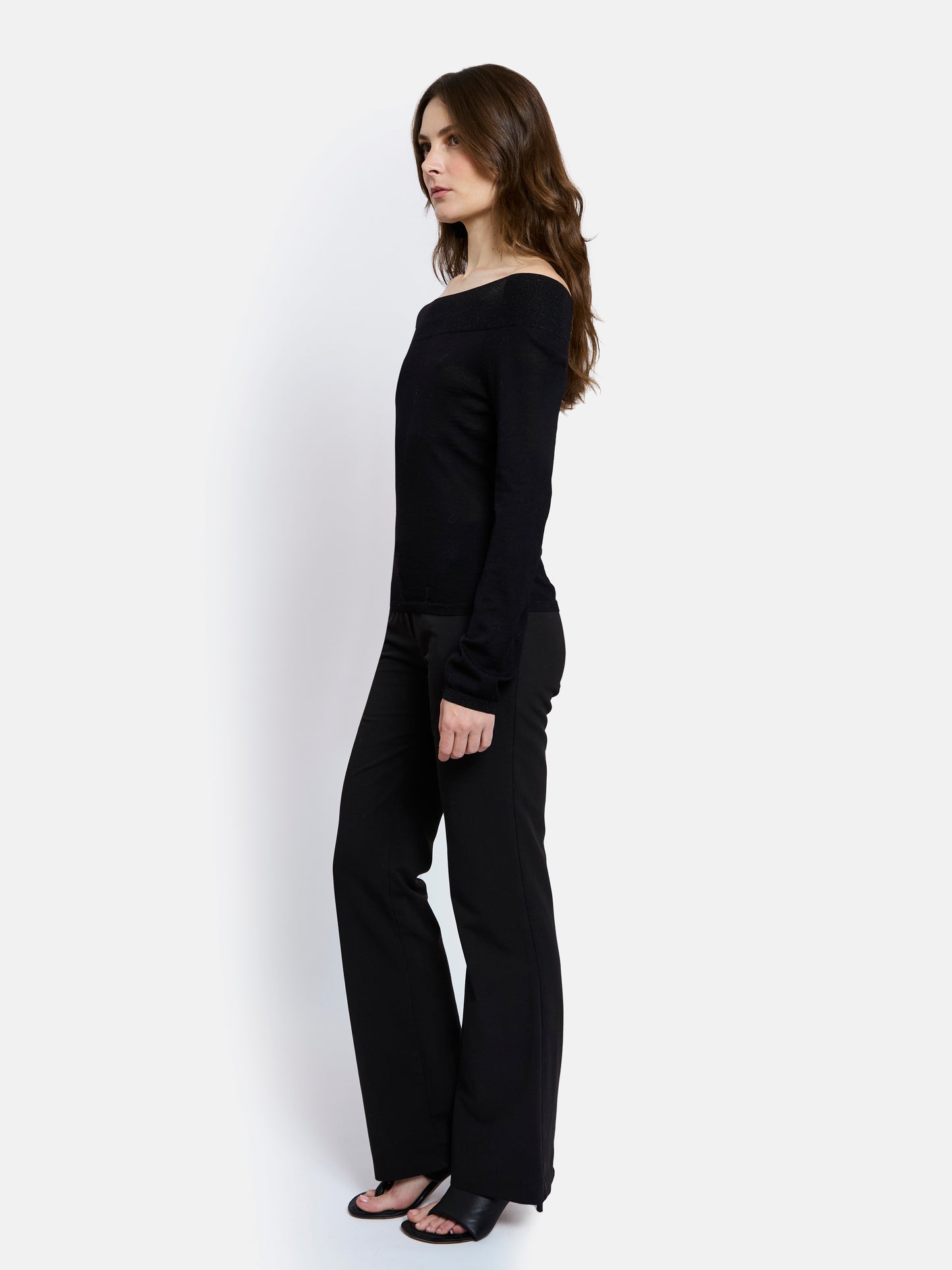 Vivienne Off-Shoulder Long Sleeves Top by Maison Lurex in Black